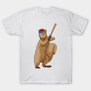 Squirrel at Baseball with Baseball bat T-Shirt